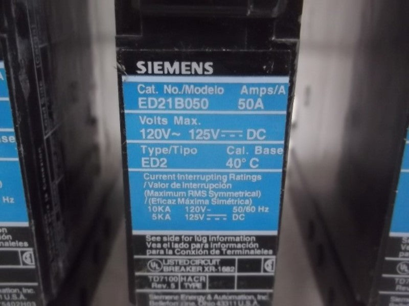 LOT OF 3 SIEMENS ED21B050 CIRCUIT BREAKER 50A 120V NSMP