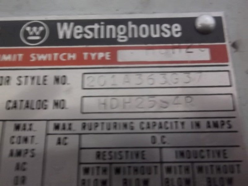 WESTINGHOUSE HDH25S4P LIMIT SWITCH  UNMP
