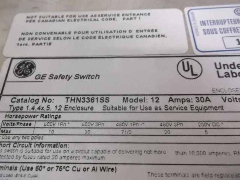 GENERAL ELECTRIC THN3361 (AS PICTURED) SAFETY SWITCH  UNMP