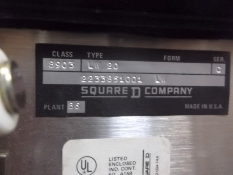 SQUARE D 8903 LW 20 (AS PICTURED) ENCLOSURE ONLY  UNMP
