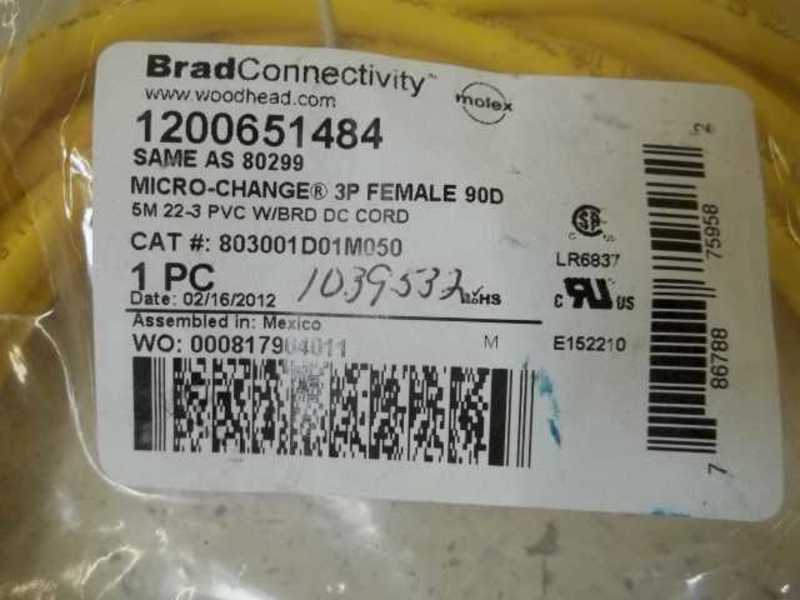 DANIEL WOODHEAD MICRO-CHANGE 80299 803001D01M050 CORDSET  NSMP
