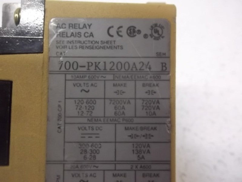 ALLEN BRADLEY 700-PK1200A24 SER. B 600V  UNMP