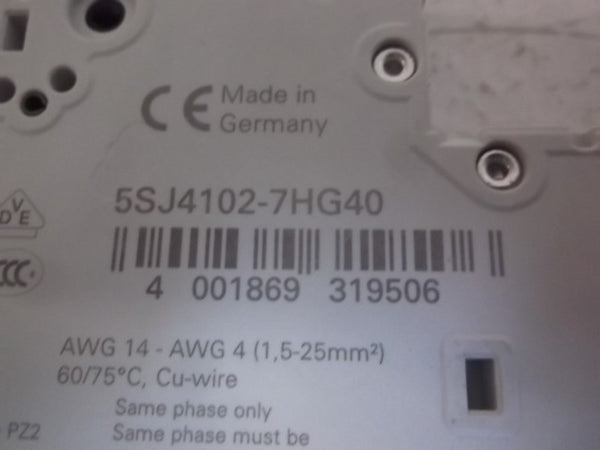 SIEMENS 5SJ4-102-7HG40 CIRCUIT BREAKER 14KA 1POLE  NSMP