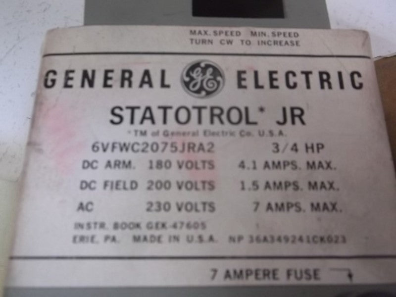 GENERAL ELECTRIC 6VFWC2075JRA2 MOTOR CONTROLLER  UNMP