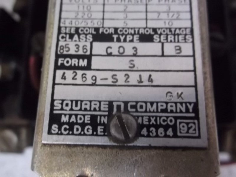 SQUARE D 8536-CO3 STARTER  UNMP