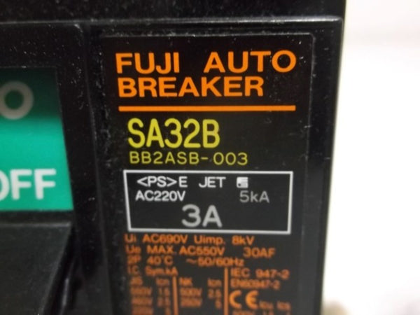 FUJI ELECTRIC BB2ASB-003 CIRCUIT BREAKER 3AMP 2 POLE  NSMP