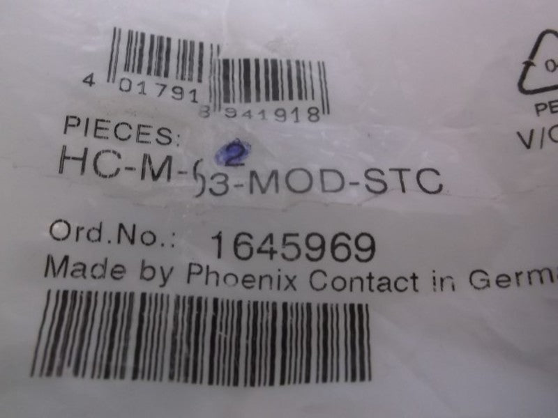 PHOENIX CONTACT HCM-03-MOD-STC CONTACT INSERT MODULE  NSNP IN A BAG