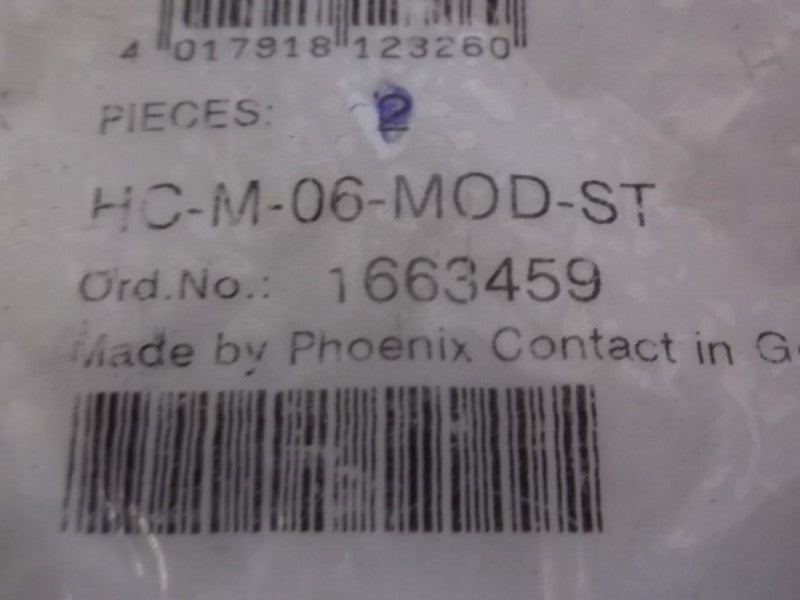 PHOENIX CONTACT HC-M-06-MOD-ST MALE CONTACT INSERT MODULE  NSNP IN BAG