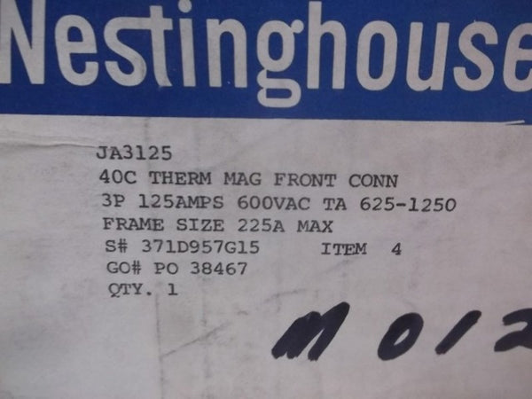 WESTINGHOUSE JA3125 CIRCUIT BREAKER 3POLE 125AMP  NSMP