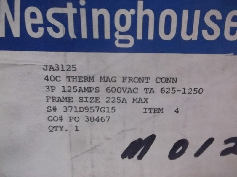 WESTINGHOUSE JA3125 CIRCUIT BREAKER 3POLE 125AMP  NSMP