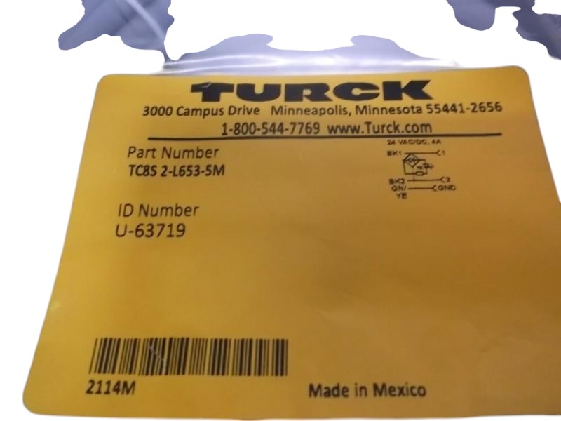 TURCK TC8S 2-L653-5M DIN VALVE PLUGS  FACTORY BAG
