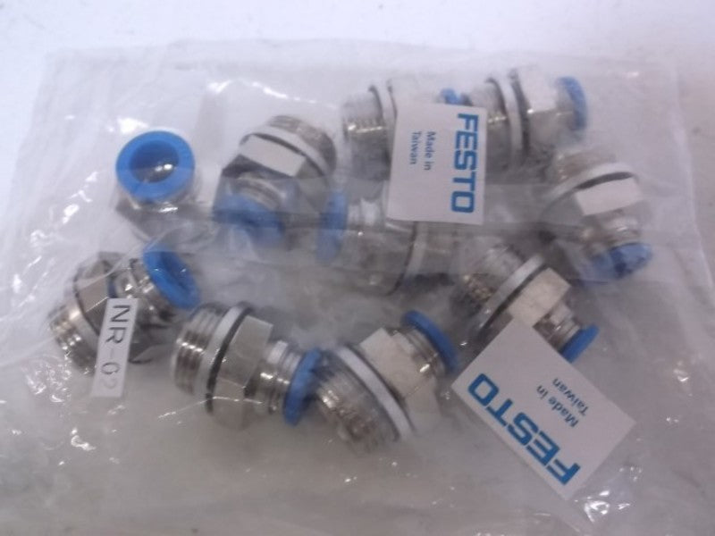 LOT OF 10 FESTO QS-G3/8-8 PUSH-IN MALE FITTING W/EXTERNAL HEX FACTORY BAG