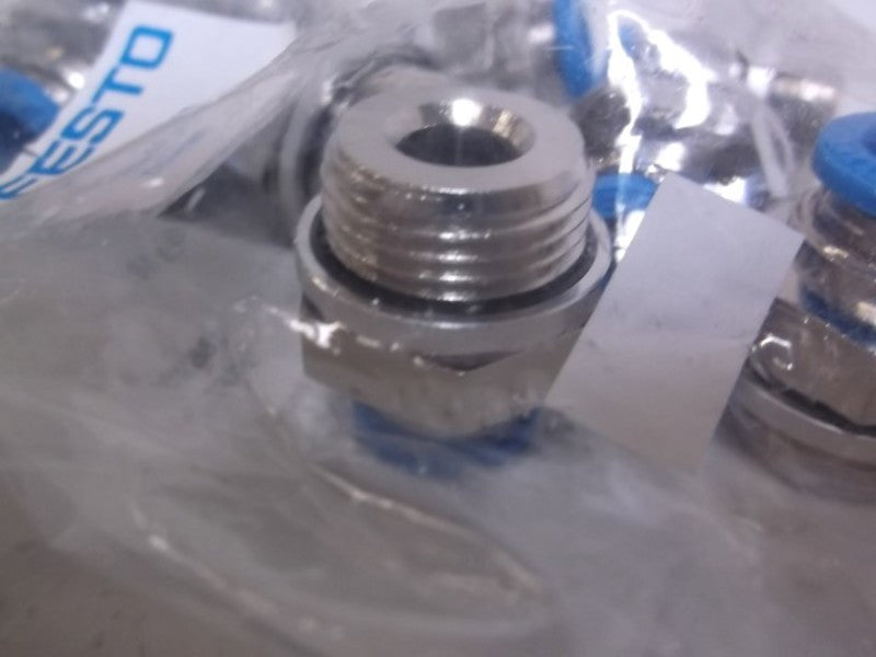 LOT OF 10 FESTO QS-G3/8-8 PUSH-IN MALE FITTING W/EXTERNAL HEX FACTORY BAG