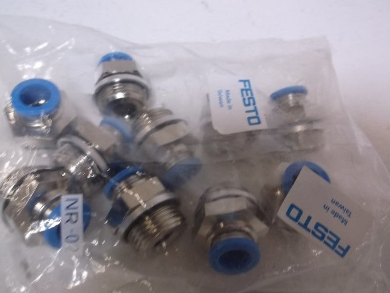 LOT OF 10 FESTO QS-G3/8-8 PUSH-IN MALE FITTING W/EXTERNAL HEX FACTORY BAG