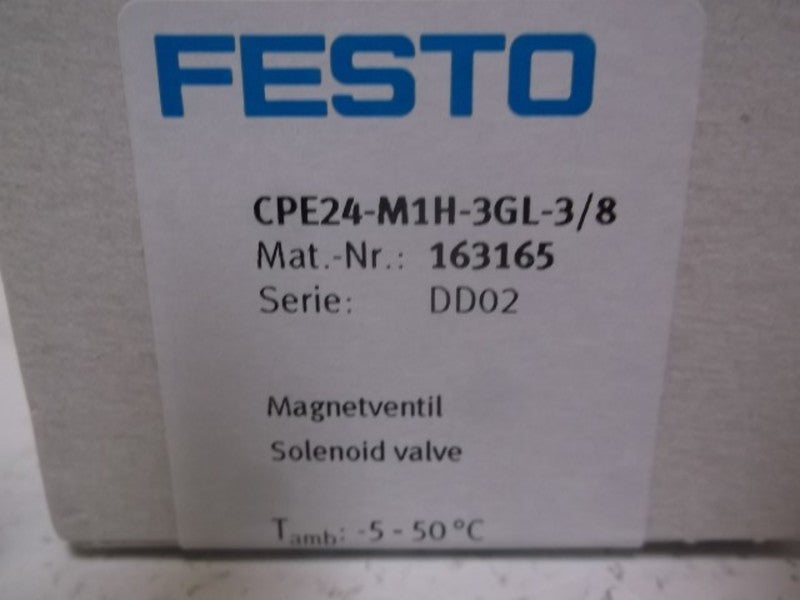 FESTO CPE24-M1H-3GL-3/8 SOLENOID VALVE  FACTOTY SEALED