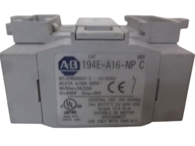 ALLEN BRADLEY 194E-A16-NP SER. C 4TH POLE FOR LOAD SWITCH  UNMP