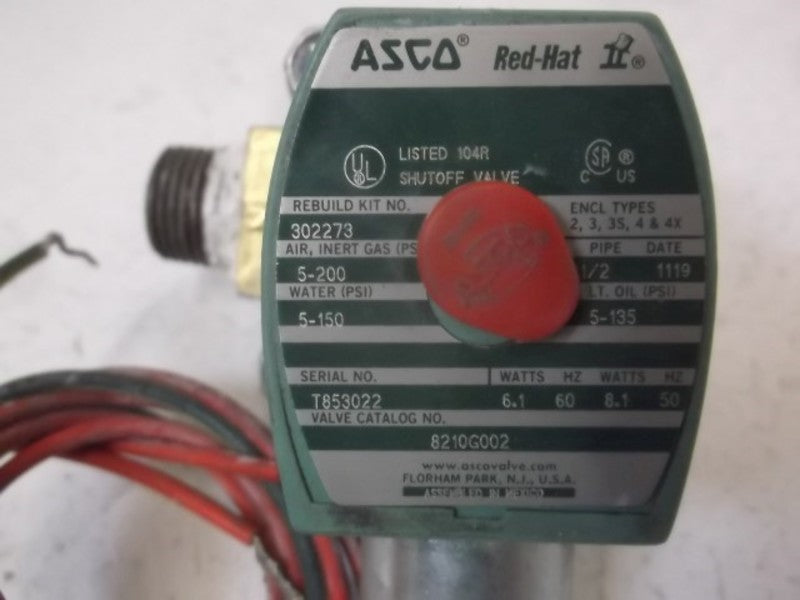 ASCO 8210G002 SOLENOID VALVE 120/60 110/50  UNMP