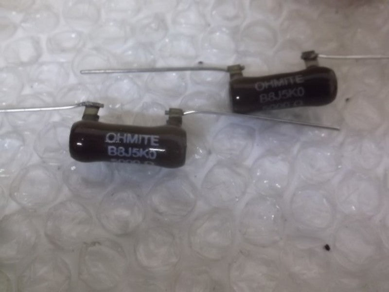 LOT OF 25 OHMITE B8J5K0 RESISTOR WIREWOUND 8W 5K OHM NSMP