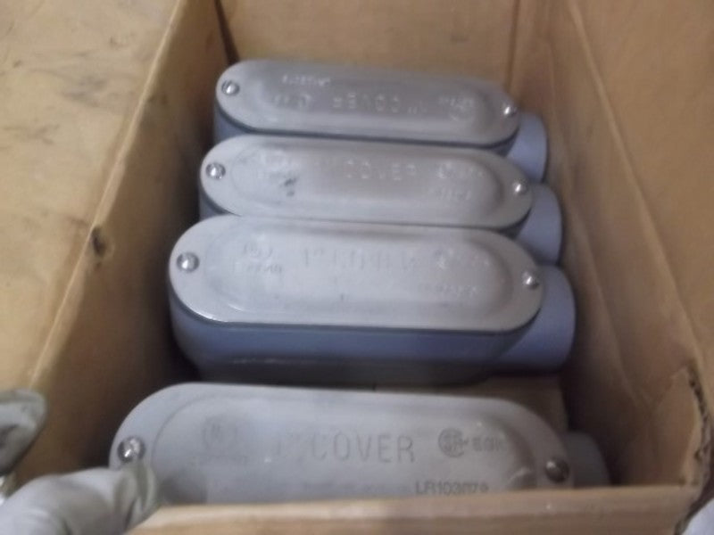 LOT OF 4 COOPER LB35-CGN CONDUIT BODY COVER & FIB GASKET 1" NSMP