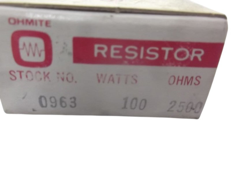 OHMITE D100K2K5 RESISTOR WIREWOUND 2500 OHM 100W  NSMP