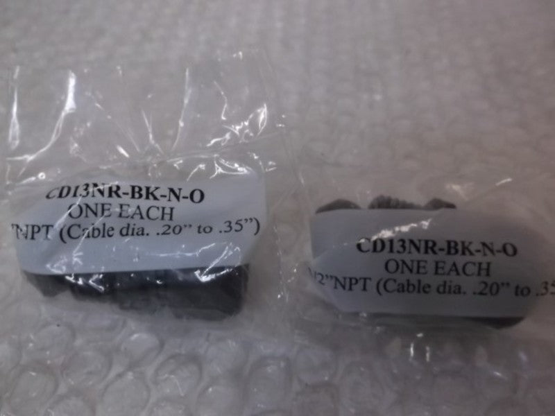 LOT OF 2 CD13NR-BK-N-O CONNECTOR 1/2" NPT NYLON FACTORY BAG