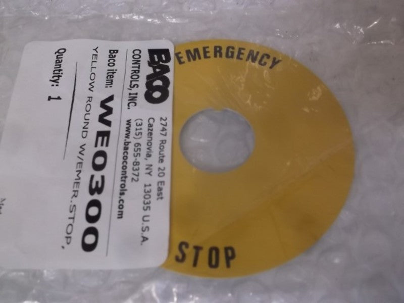 LOT OF 15 BACO WE0300 YELLOW ROUND W/EMERGENCY STOP FACTORY BAG