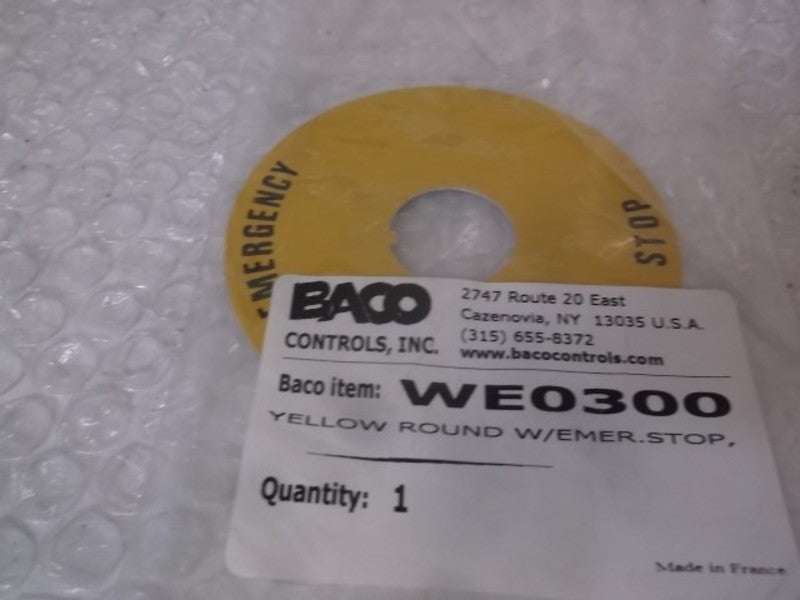 LOT OF 15 BACO WE0300 YELLOW ROUND W/EMERGENCY STOP FACTORY BAG