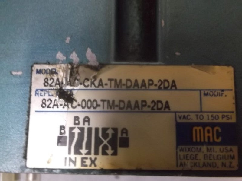 MAC 82A-AC-CKA-TM-DAAP-2DA SOLENOID VALVE (AS PICTURED)  UNMP