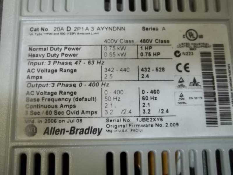 INDUSTRIAL SPARE PART 20AD2P1A3AYYNDNN SER.A POWERFLEX  NSNP