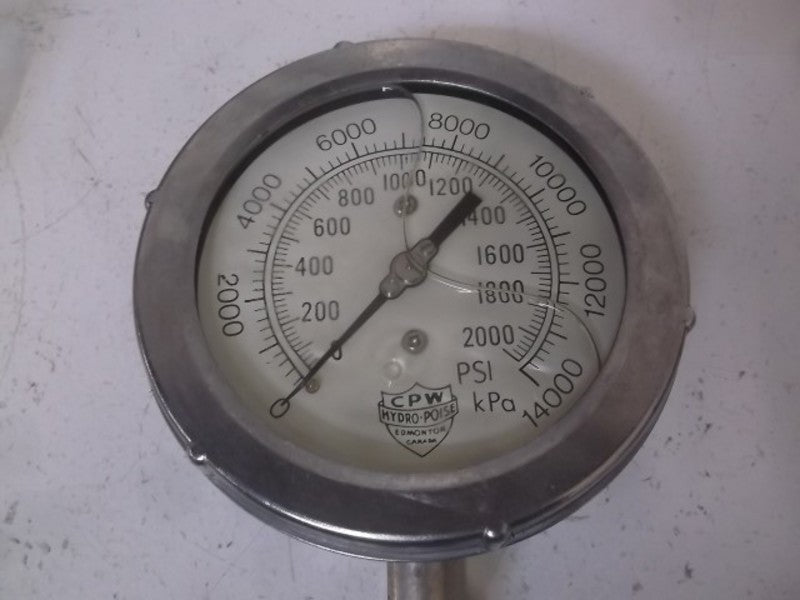 CPW HYDRO-POISE GAUGE 0-2000 PSI  NSNP