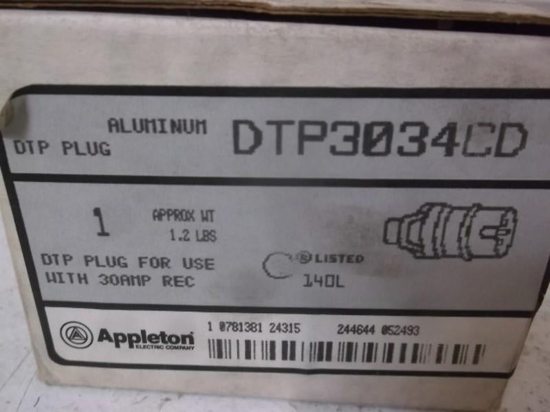 APPLETON DTP3034CD HAZARDOUS LOCATION PLUG CONNECTOR  NSMP