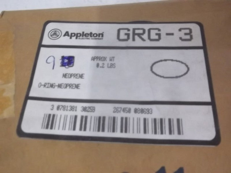 LOT OF 9 APPLETON GRG-3 O-RING NEOPRENE NSMP