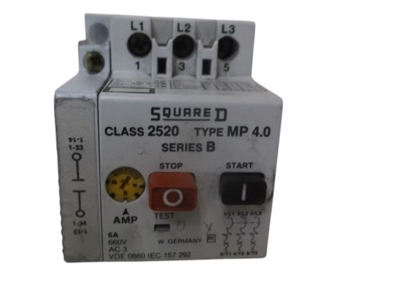 SQUARE D 2520-MP4.0 MOTOR PROTECTIVE SWITCH 660VAC 6AMP  UNMP