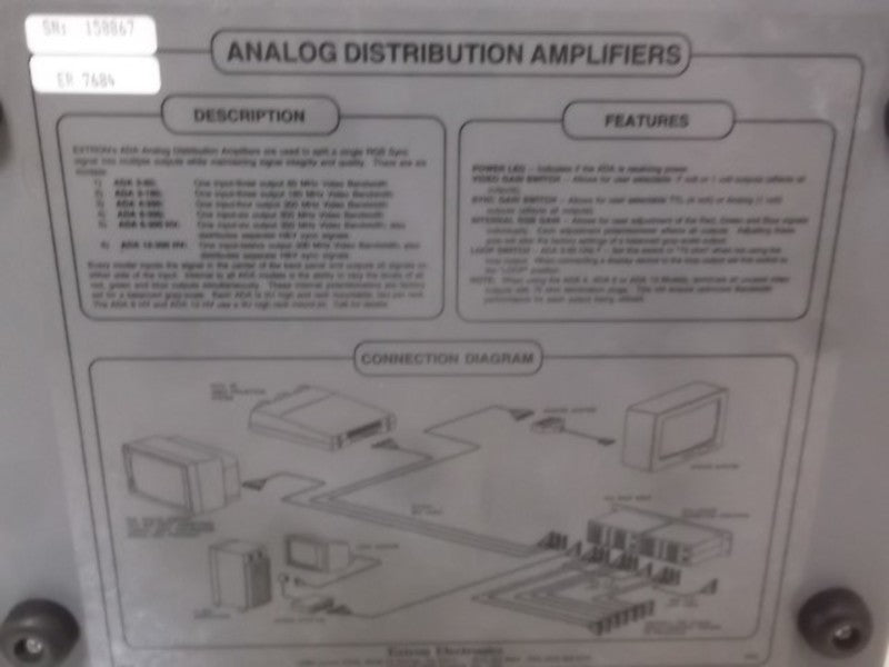 EXTRON ADA380 AMPLIFIER 200MHZ ANALOG DISTRIBUTION  NSNP