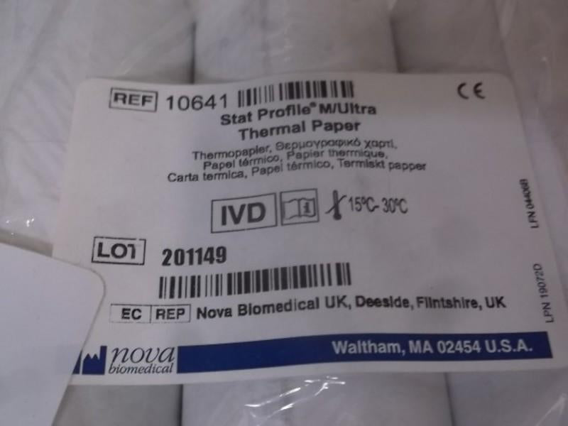 LOT OF 5 NOVA BIOMEDICAL 10641 STATPROFILE THERMAL PAPER ORIGINAL PACKAGE