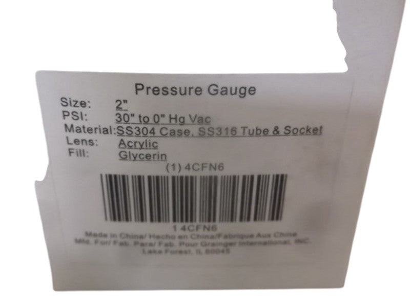 4CFN6 PRESSURE GAUGE 2" 30" TO 0" HG VAC  NSMP