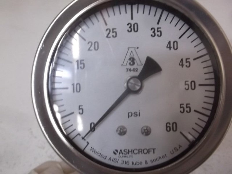 ASHCROFT 351032S20L-60# SANITARY GAUGE 0-60 PSI  NSMP