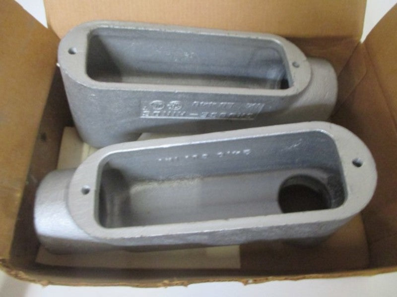 LOT OF 2 CROUSE-HINDS LB-448 CONDUIT BODY 1-1/4" NSMP