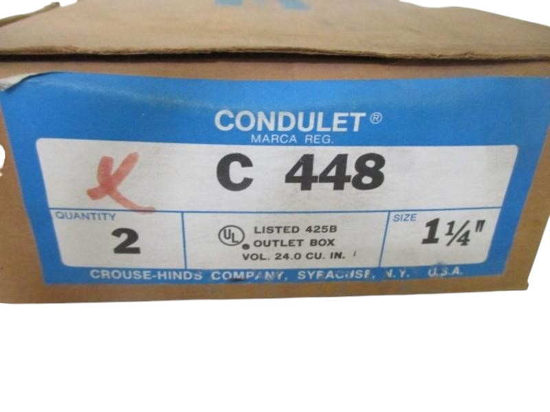 LOT OF 2 CROUSE-HINDS C-448 CONDUIT BODY 1-1/4" NSMP