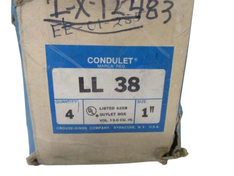 LOT OF 4 CROUSE-HINDS LL-38 CONDUIT OUTLET BODY LL1" NSMP