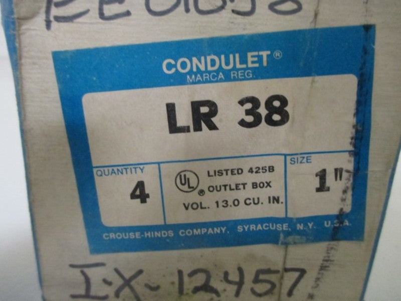 LOT OF 4 CROUSE-HINDS LR-38 CONDULET OUTLET BOX 1" NSMP