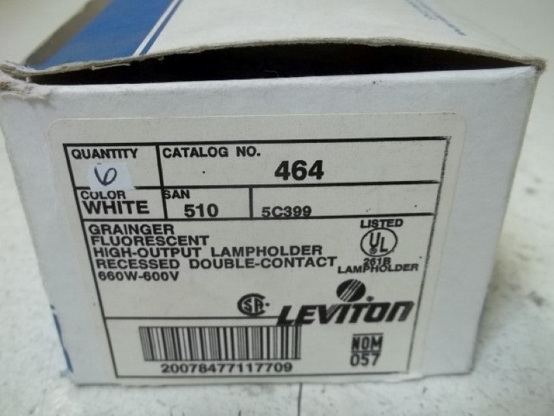 LOT OF 6 LEVITON 464 GRAINGER FLUORECENT LAMPHOLDER NSMP