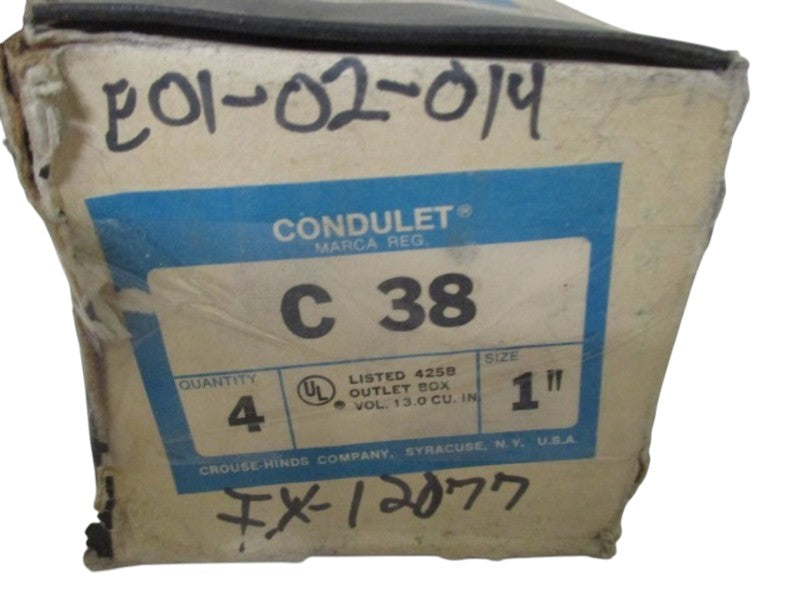 LOT OF 4 CROUSE-HINDS C-38 CONDUIT BODY NSMP