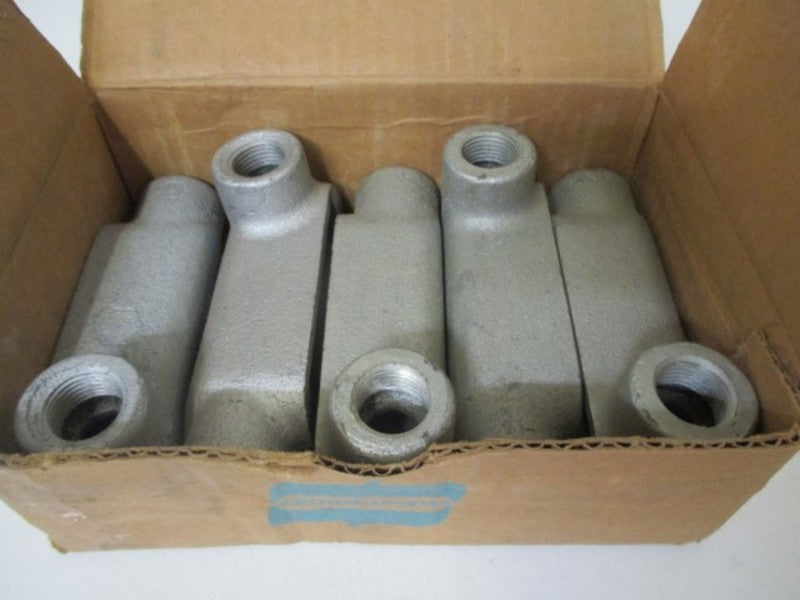 LOT OF 5 CROUSE-HINDS LR-18 CONDUIT OUTLET BODY 1/2" NSMP