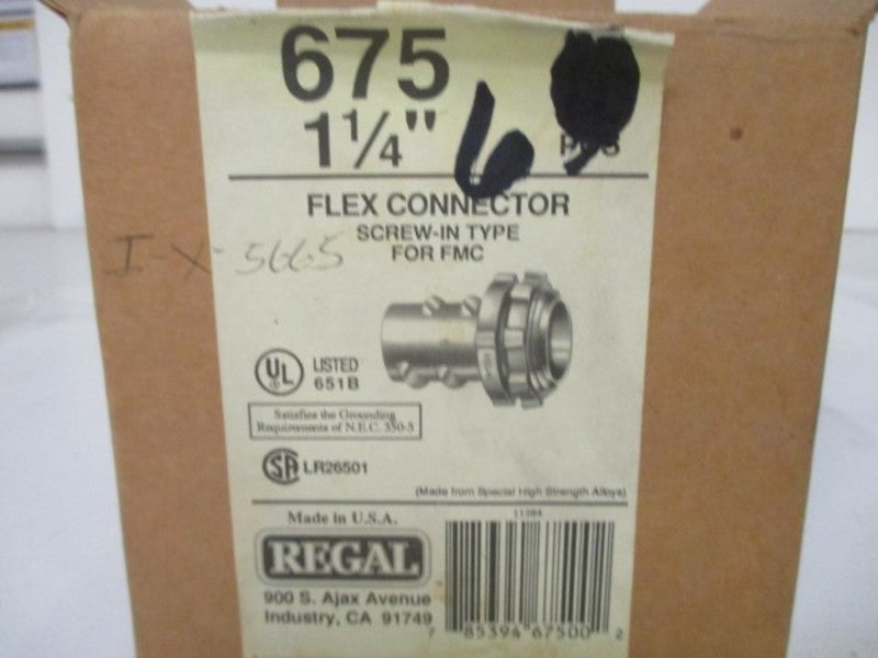 LOT OF 6 REGAL 675 FLEX CONNECTOR SCREW-IN TYPE 1-1/4" NSMP