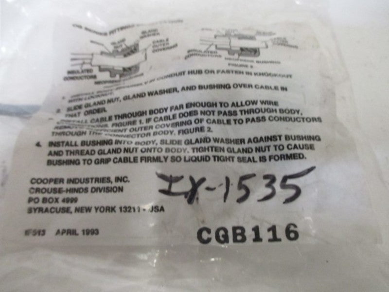 CROUSE HINDS CGB116 FITTING  NSMP