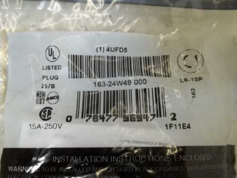 LEVITON 4UFD5 PLUG 15A-250V  NSMP