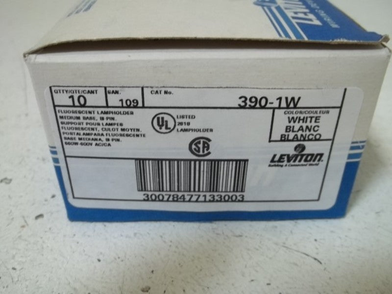 LOT OF 10 LEVITON 390-1W FLUORESCENT LAMPHODLER NSMP