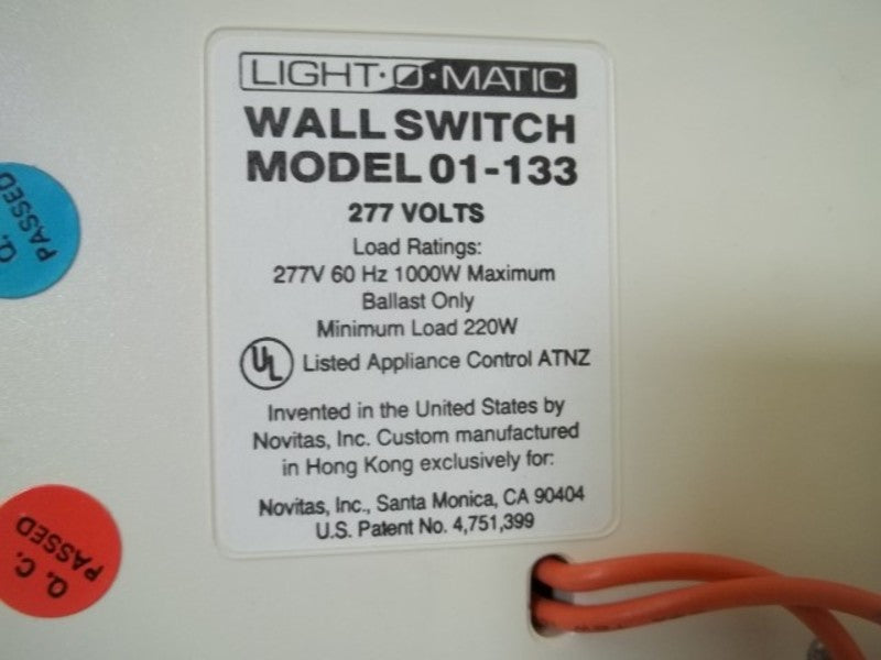 LIGHT-O-MATIC 01-133 WALL SWITCH  NSMP