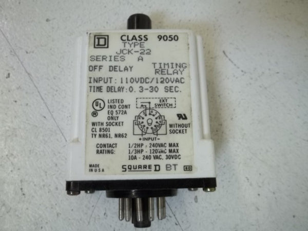 SQUARE D 9050-JCK-22 SER.A TIMING RELAY  UNMP